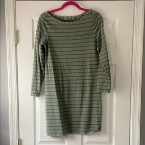 Vineyard Vines Olive Striped Long Sleeve Dress